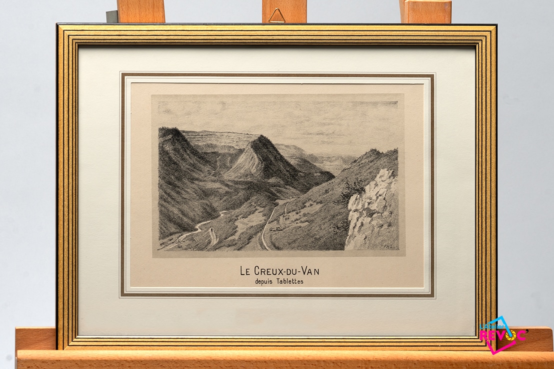 gravure creux du van neuchatel vaud encadre gravure creux du van neuchatel vaud encadre