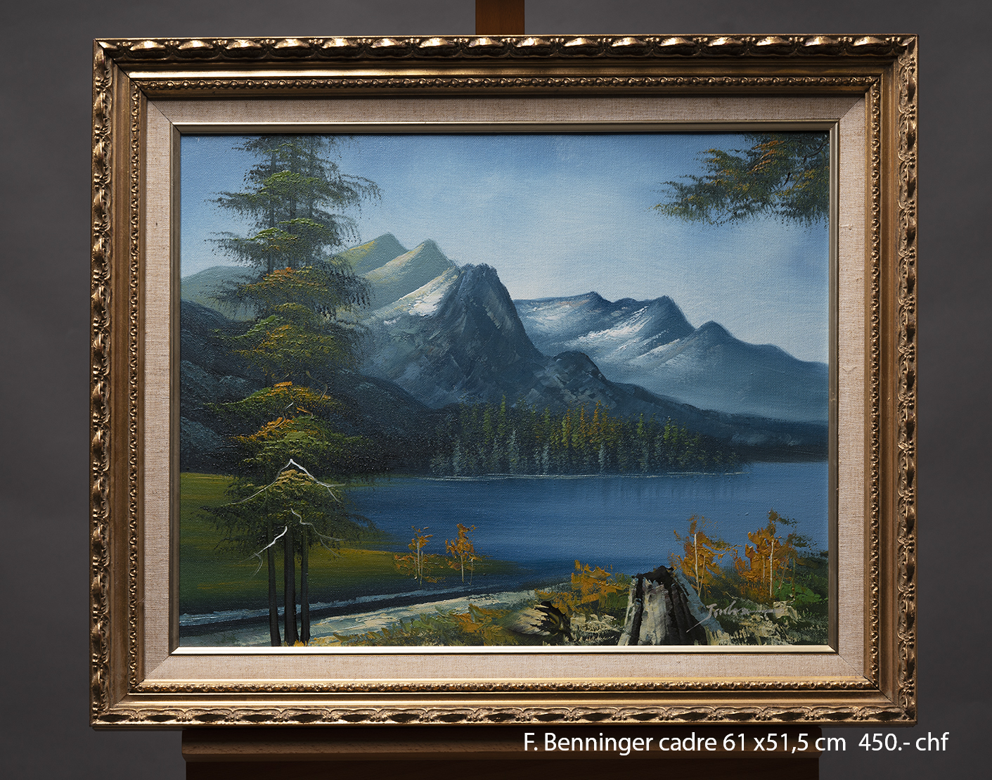 collection privee a vendre, paysage montagne et lac, peinture à l'huile