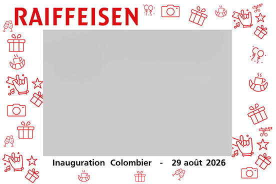 Photomaton personnalisé Raiffeisen Visuel personnalisé pour le photomaton Revoc'Abine créé pour un événement Raiffeisen