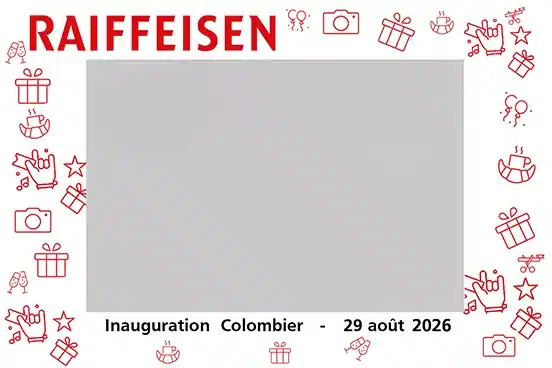 Photomaton personnalisé Raiffeisen Visuel personnalisé pour le photomaton Revoc'Abine créé pour un événement Raiffeisen